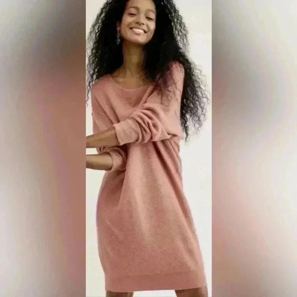 Free People Hourglass Cashmere Sweater Dress Tunic  Open Back Salmon Size Small - Picture 2 of 16